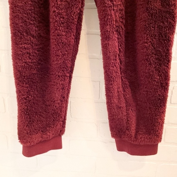 Lole Teddy Bear Joggers Lounge Pants Burgundy/Red Wine Sherpa Pockets Size M - Picture 13 of 13